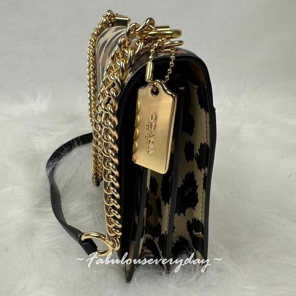 Coach Klare Crossbody Bag With Leopard Print And Signature Canvas CCK61 NWT - Picture 2 of 8